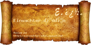 Einvachter Ödön névjegykártya