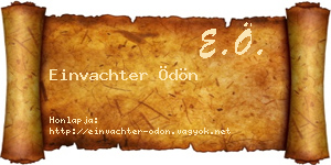Einvachter Ödön névjegykártya
